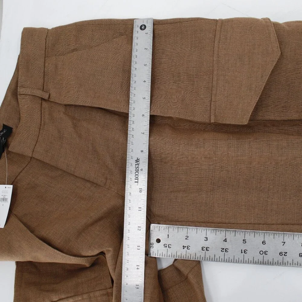 NWT Banana Republic Cargo Suit Pants Womens 4 wide Leg Linen Blend Brown trouser